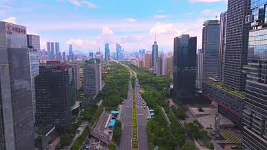 航拍深圳城市建筑群交通公路深南大道4k视频的预览图